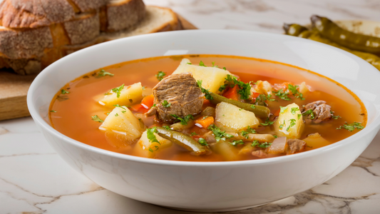 Image of a hearty bowl of Vegetable Beef Soup