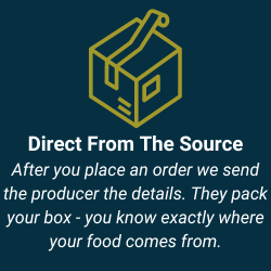 After you place an order, we send the details to the producer who packs the box. The same folks producing your food are the same folks packing and shipping it.